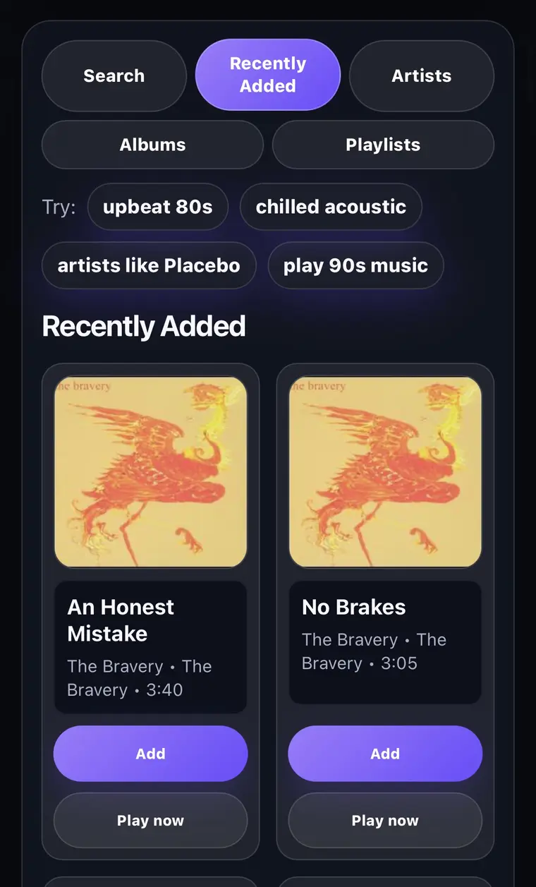 Recently added music on CueRoom
