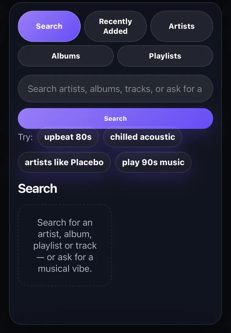 Smart music search on CueRoom