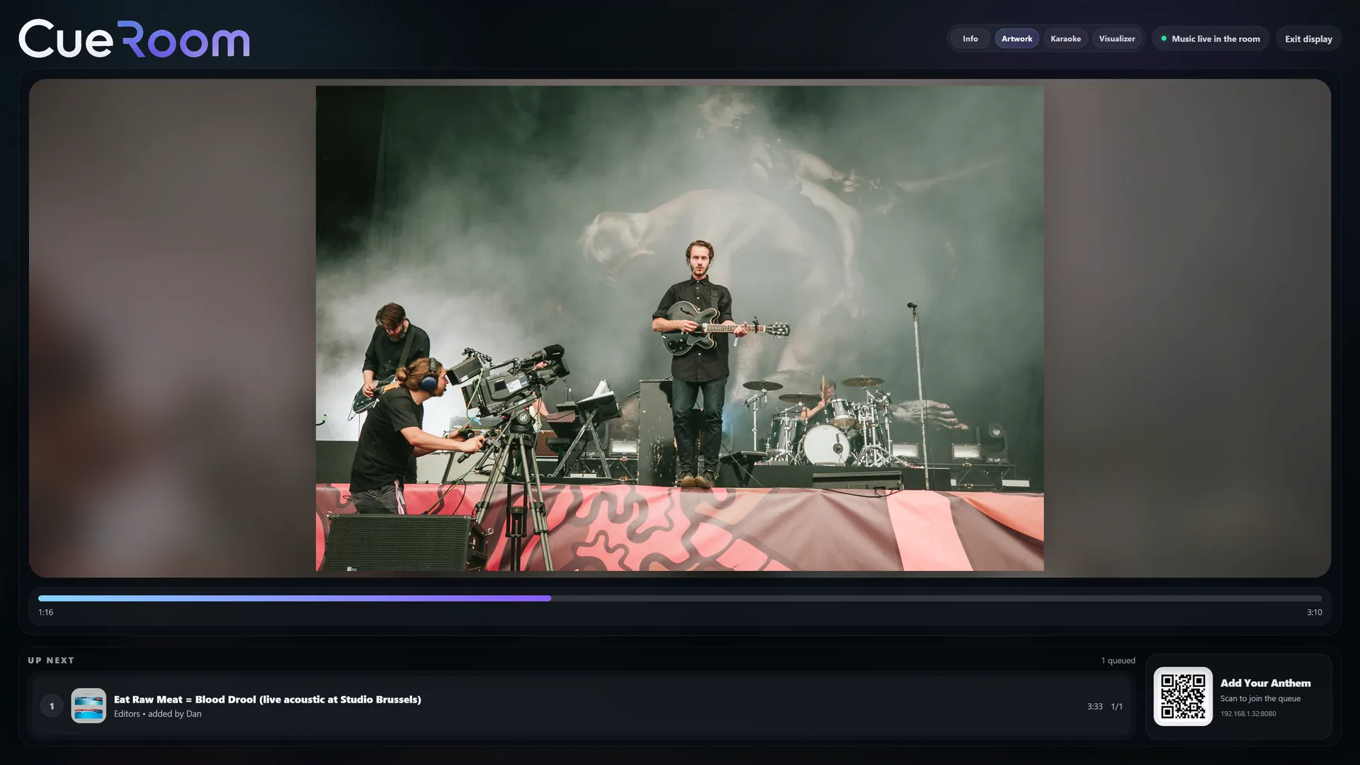CueRoom Stage View in artwork mode